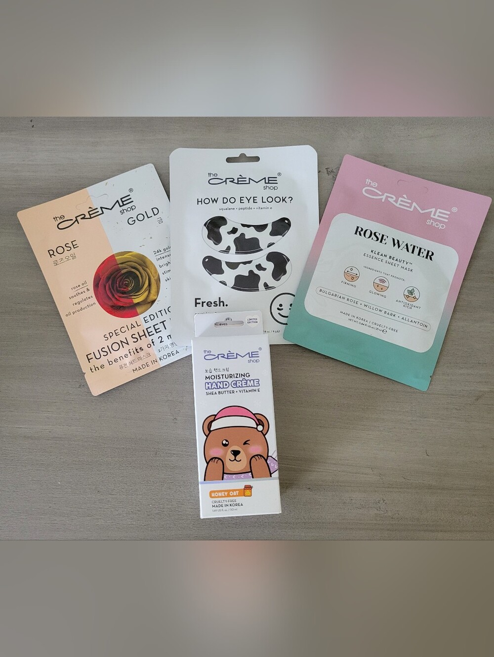 The Crème 4pcs. Hand Cream Eye & Face Sheet Mask Set NEW